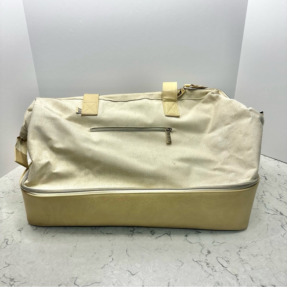 BEIS Two-Tone Cream & Tan Travel Duffle Bag